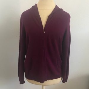 Purple Zip Up Hoodie 100% Cashmere Sz L